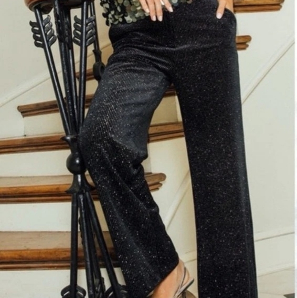 NWT Vincent Camuto Plus Shimmer Black Women's Pants